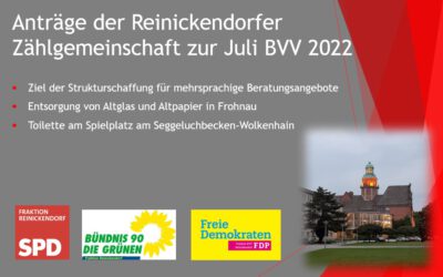 Anträge der Reinickendorfer Zählgemeinschaft zur Juli BVV